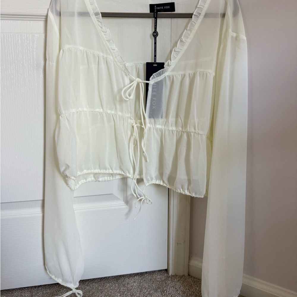 White Fox Boutique Sheer Cream Top